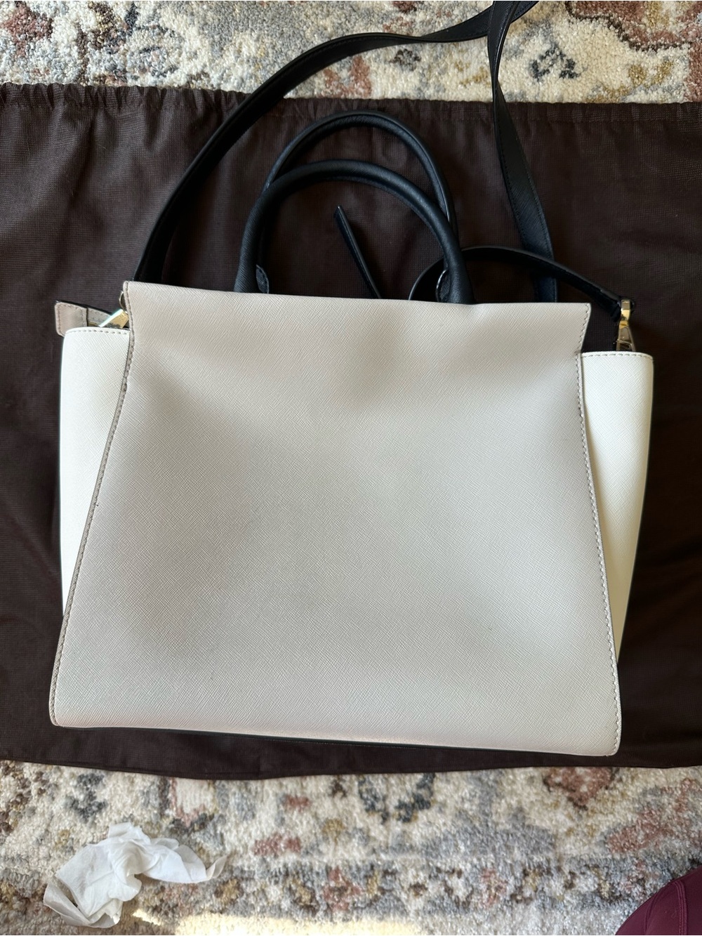 Kate Spade Two-Tone Black and Cream Satchel with Top Handles - Picture 5 of 11